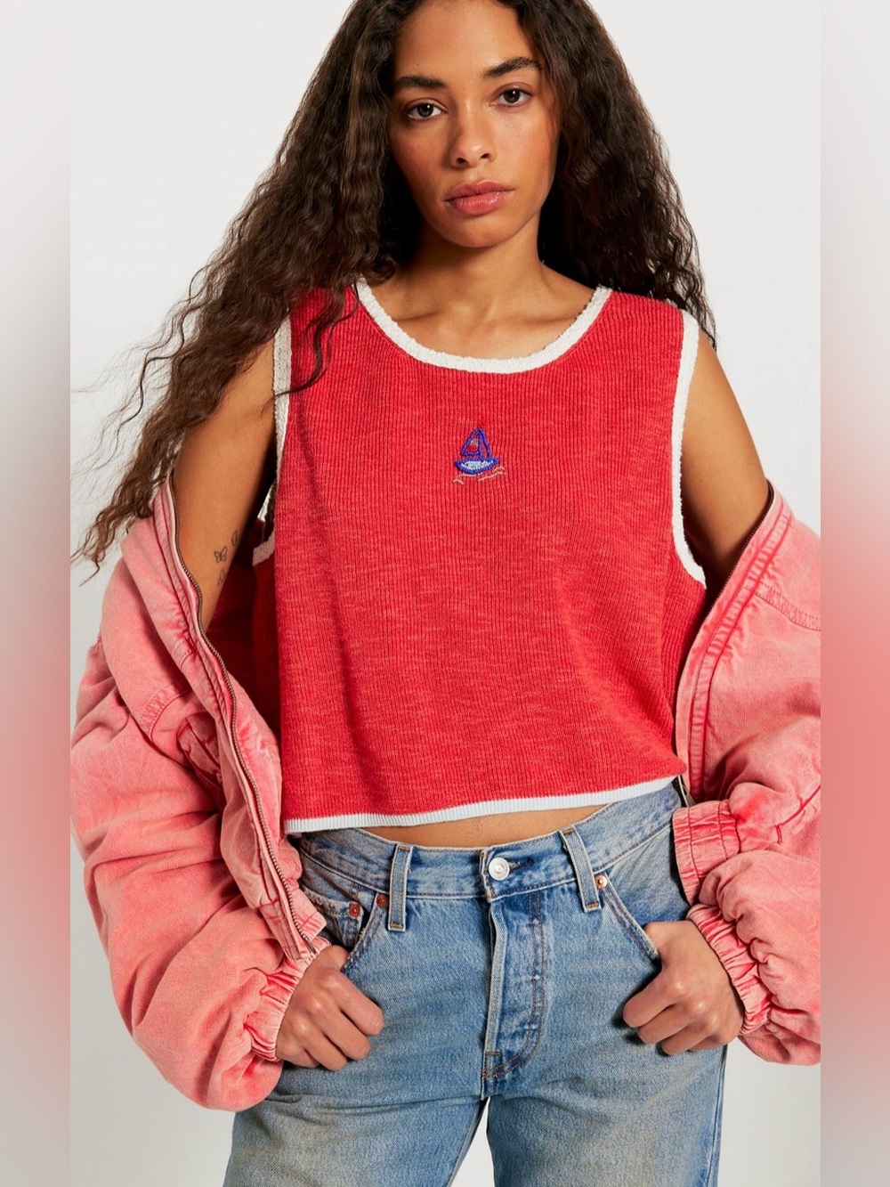 Free People Shelly Sweater tank in Sail NWT XL